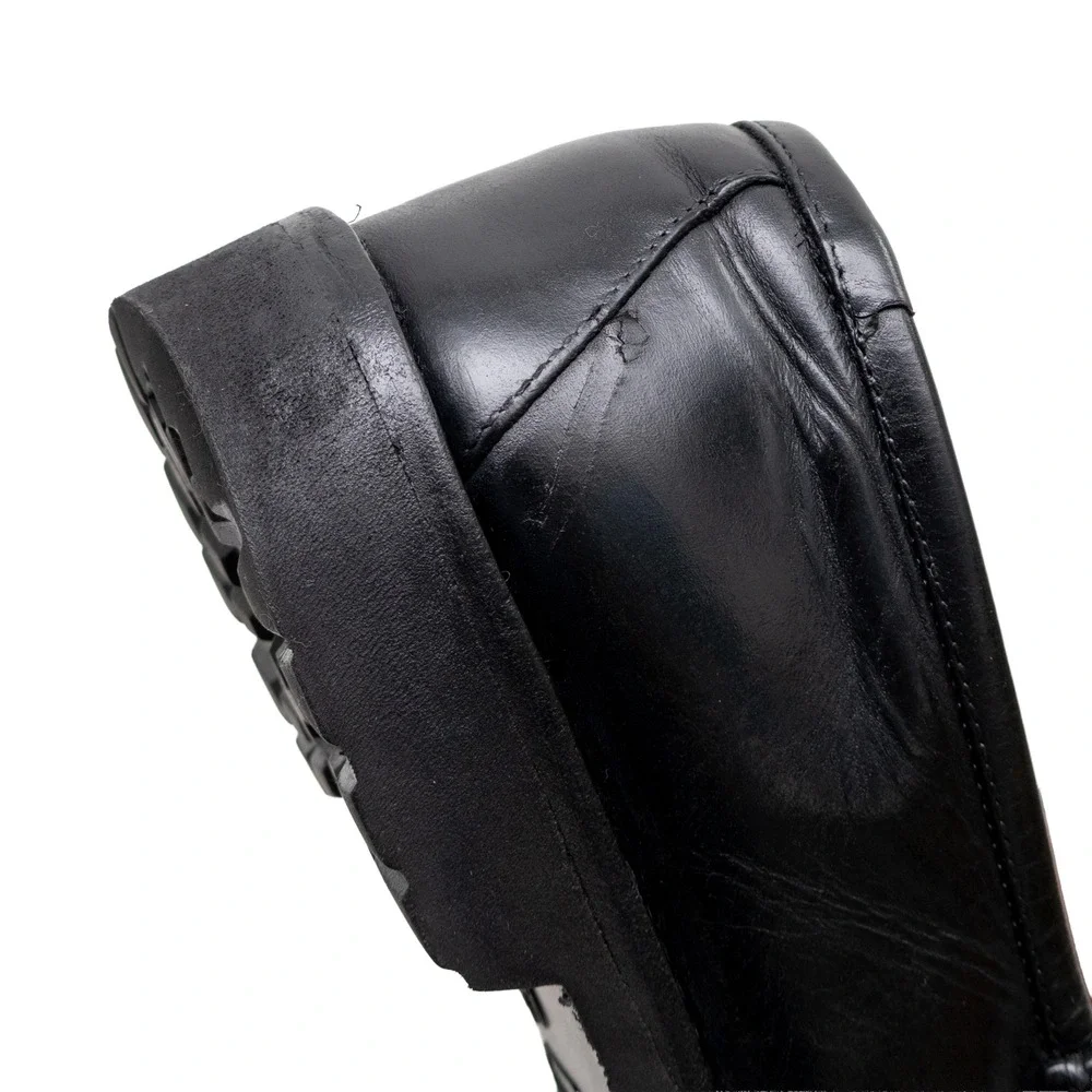 Gucci Vintage Mens Black Leather Horsebit Loafers Vibram Lug Sole Size 10